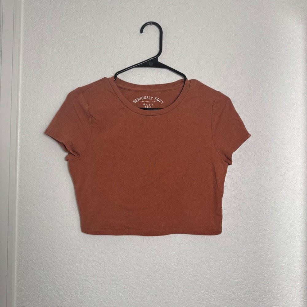 Aeropostale Baby Tee Womens Large Terracotta Rust Seriously Soft Cropped Shirt